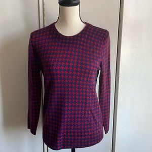 [J Crew] Merino Wool Houndstooth 3/4 Sleeve Sweater
